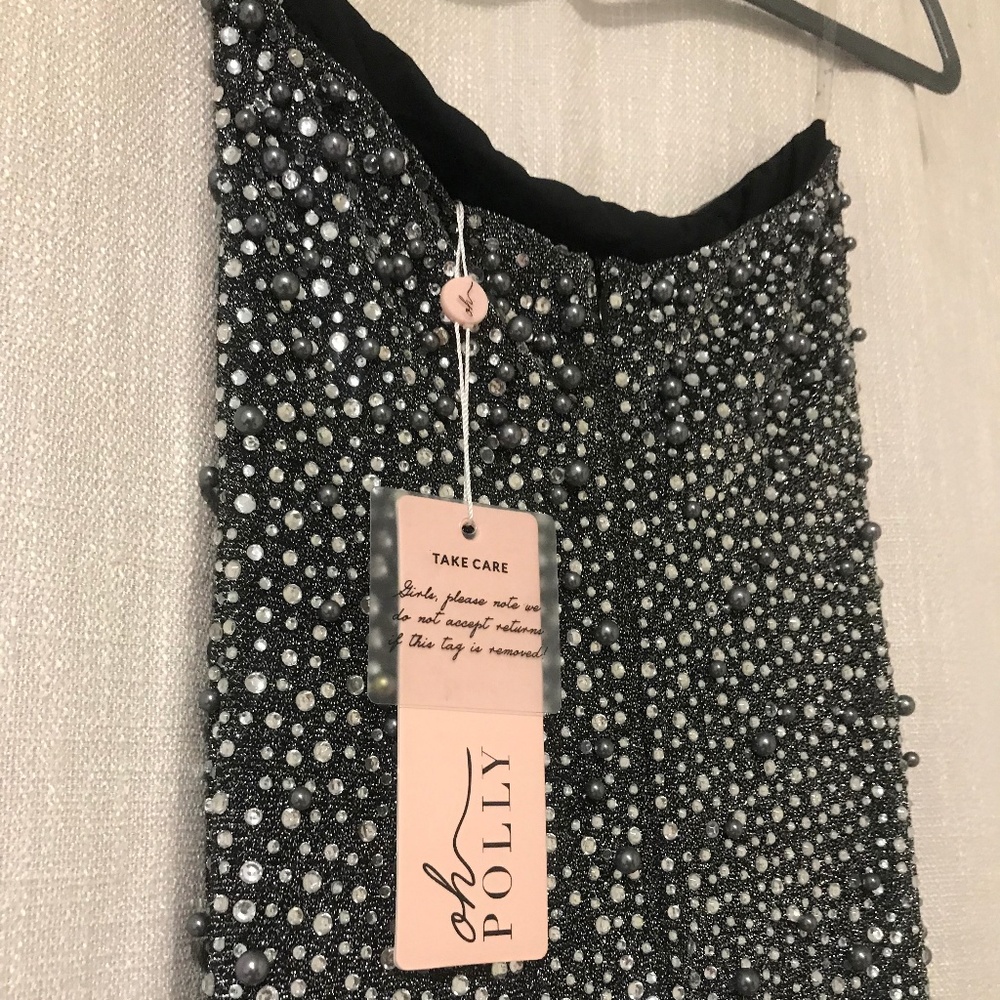 Oh Polly Sparkly Gray Dress